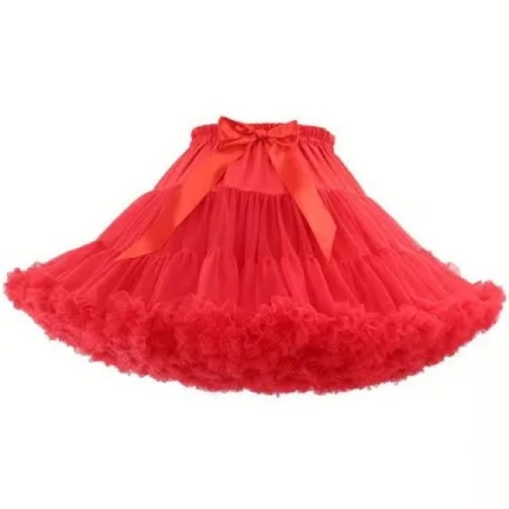 Red Petti Skirt with Tie Front
